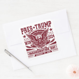 Adesivo Quadrado Presidente Trump Won 2024