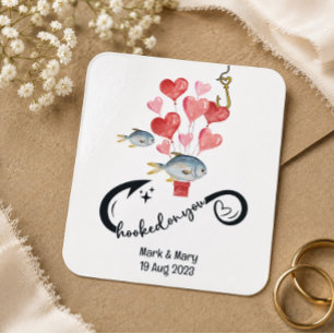 Adesivo Quadrado Presos em você amantes da pesca Casamento Aquarela