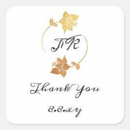 Adesivo Quadrado Preto Branco Obrigado A Iniciar Data Dourada De Sa