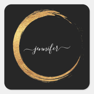 Adesivo Quadrado Preto Branco Obrigado Monograma Dourado Quadro