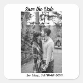 Adesivo Quadrado preto branco salvar data QR adicionar nome do site