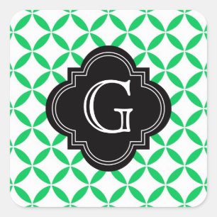 Adesivo Quadrado Preto do monograma de Quatrefoil do marroquino do