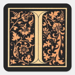 Adesivo Quadrado ` Preto & Dourado do vintage da letra mim' -