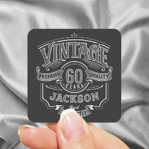 Adesivo Quadrado Preto e Branco Vintage Envelhecido à Perfeição Ani