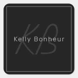 Adesivo Quadrado Preto e Cinza modernos | Nome Legal e Monograma