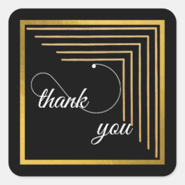 Adesivo Quadrado Preto e Dourado Obrigado