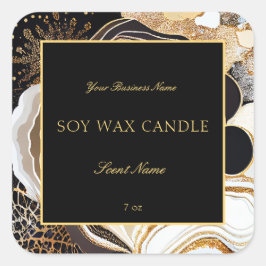Adesivo Quadrado Preto-glamouroso e agata de mármore Abstrato Doura