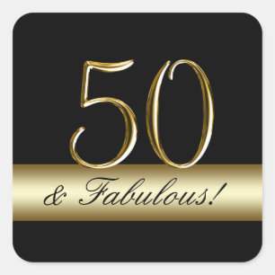 Adesivo Quadrado Preto Metálico Dourado 50º aniversário