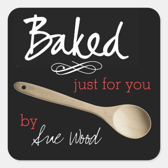 Adesivo Quadrado Preto personalizado de rico cozido para seus adesi (Frente)