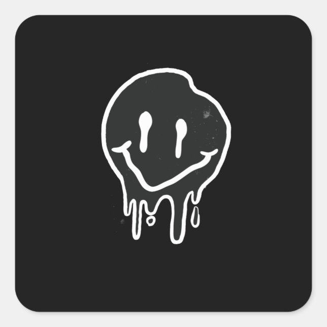 Adesivo Quadrado Preto sorridente (Frente)