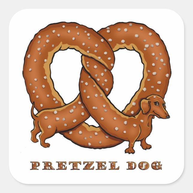 Adesivo Quadrado Pretzel Dog Dachshund (Frente)