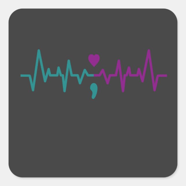 Adesivo Quadrado Prevenção ao suicídio por pulso cardíaco Sensibili (Frente)