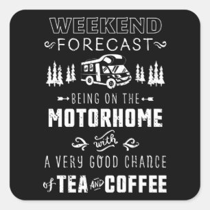 Adesivo Quadrado Previsão de Autohome com Chá e Café