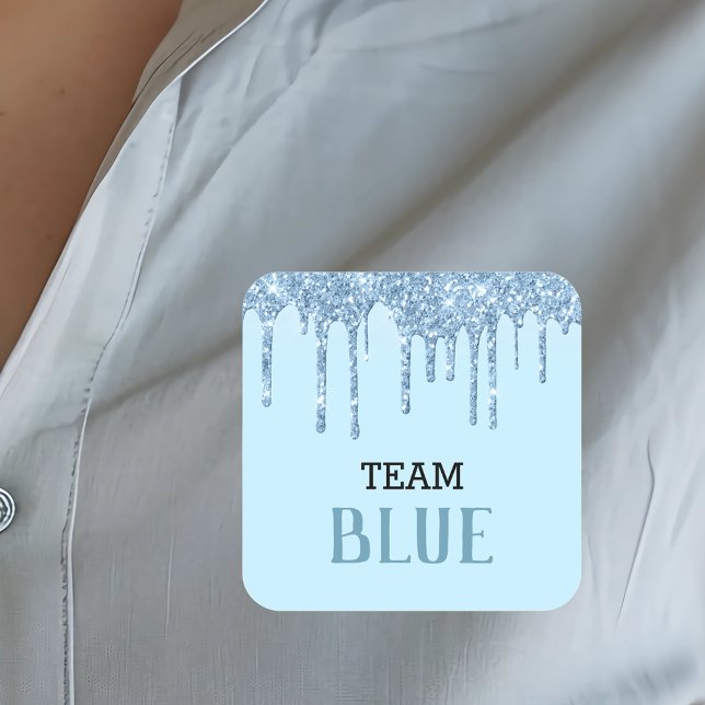 Adesivo Quadrado Previsões de Revelação de Gênero Azul Menino Brilh (Criador carregado)