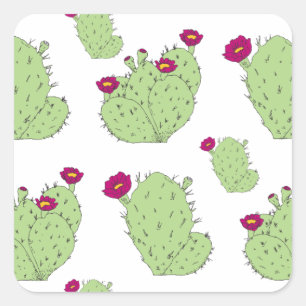 Adesivo Quadrado Prickly Pear Pattern Texas State Plant Cactus Love