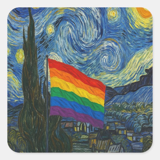 Adesivo Quadrado Pride Starry Night Sticker (Frente)