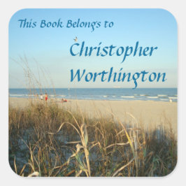 Adesivo Quadrado Primavera Beach Scene n.º 3 Bookplate