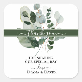 Adesivo Quadrado PRIMAVERA BEAUTY BOTANICAL GREEN SPRIG Obrigado