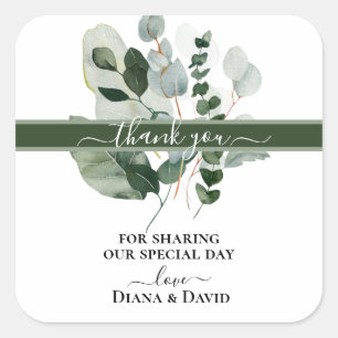Adesivo Quadrado PRIMAVERA BEAUTY BOTANICAL GREEN SPRIG Obrigado