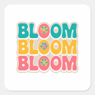 Adesivo Quadrado Primavera Bloom Vibes - Letra Bonita e Colorida