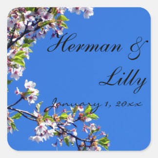 Adesivo Quadrado Primavera Blossomas e Casamento Personalizado do C