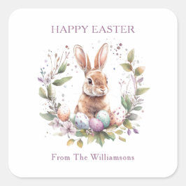 Adesivo Quadrado Primavera Bunny Easter Egreath Personalizado