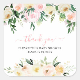 Adesivo Quadrado Primavera cor-de-rosa azul | Favor do Chá de frald