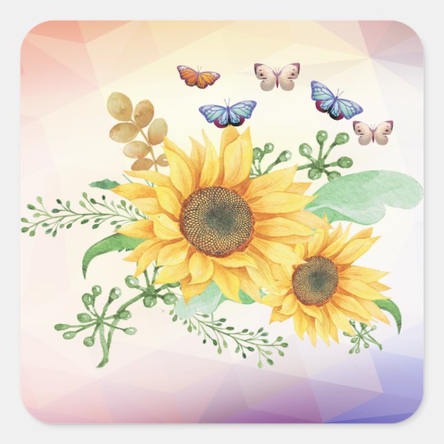 Adesivo Quadrado primavera de girassol (Frente)