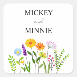 Adesivo Quadrado Primavera floral elegante Sticker Square