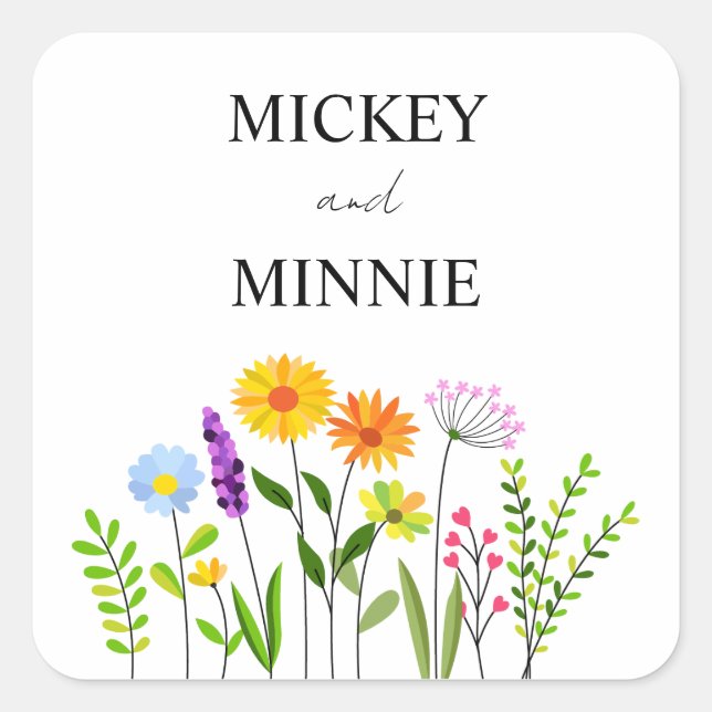 Adesivo Quadrado Primavera floral elegante Sticker Square (Frente)