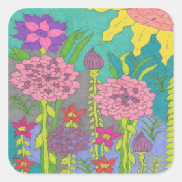 Adesivo Quadrado Primavera Floral Garden Art