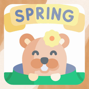 Adesivo Quadrado Primavera Groundhog Adorável