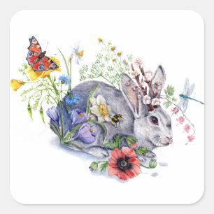 Adesivo Quadrado Primavera Jackalope