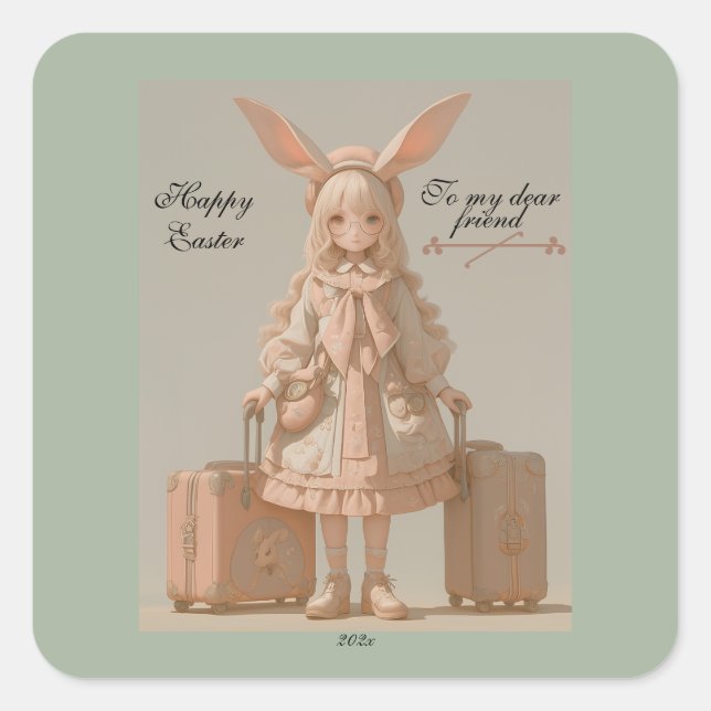 Adesivo Quadrado Primavera, Páscoa, (Frente)