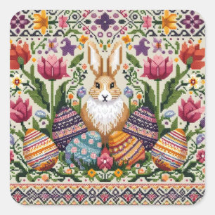 Adesivo Quadrado Primavera/Páscoa de cor branca