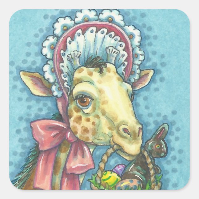 Adesivo Quadrado Primavera PÁSCOA GIRAFFE STICKSheet (Frente)