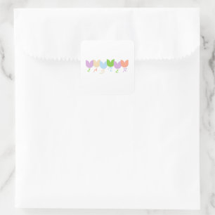 Adesivo Quadrado Primavera Personalizado Elegante, Tulipas de Feria