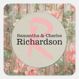 Adesivo Quadrado Primavera Rustic Blossoms Wedding Sticker