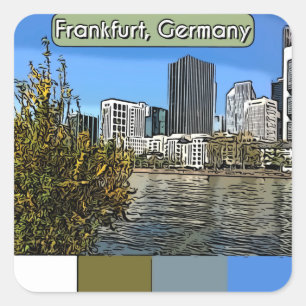 Adesivo Quadrado Primavera Skyline de Frankfurt, Alemanha