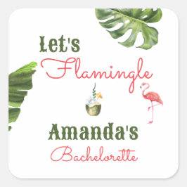 Adesivo Quadrado Primaveras Palm Última Festa de solteira Flamingle