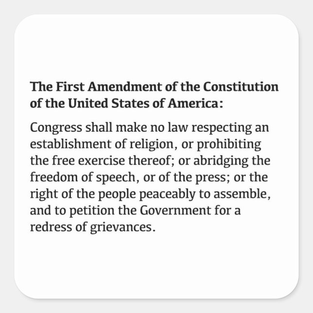 Adesivo Quadrado Primeira Alteração da Constituição (Frente)