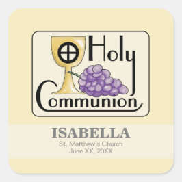 Adesivo Quadrado Primeiras Uvas e Taças Comunitárias, Personalizáve