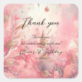 Adesivo Quadrado Primeiro aniversario da Primeira Rapariga