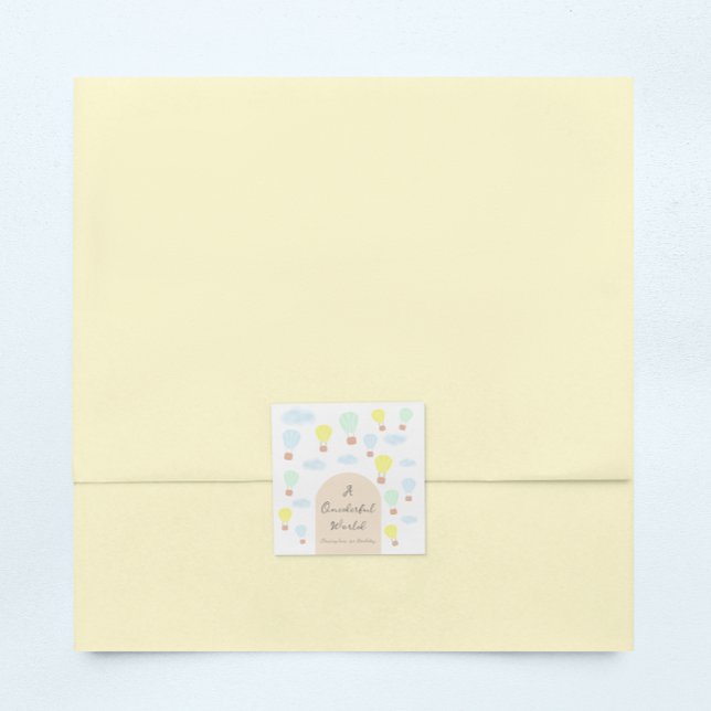 Adesivo Quadrado Primeiro aniversario de Balão de Ar Quente do Mund (Criador carregado)