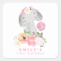 Primeiro aniversario de elefante Safari Pink Girl
