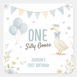 Adesivo Quadrado Primeiro Aniversário do Bobo Ganso