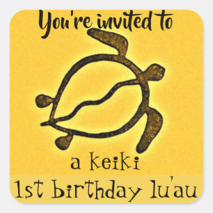Adesivo Quadrado Primeiro aniversário Luau de Keiki