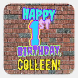 Adesivo Quadrado primeiro aniversario - Ótima aparência inspirada n