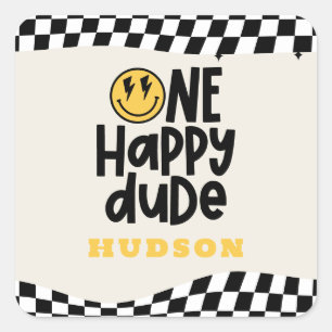 Adesivo Quadrado primeiro aniversario sorriso rosto retrógrado bran