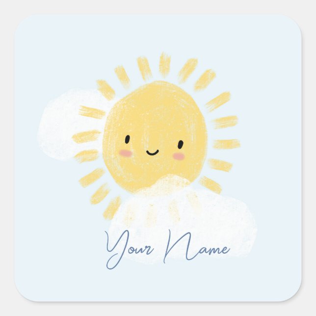 Adesivo Quadrado Primeiro Chá de fraldas de aniversário personaliza (Frente)